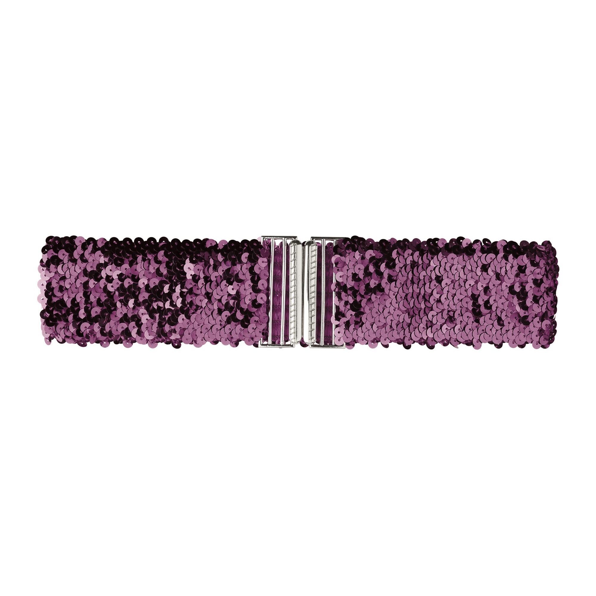 6234 Womens Plus Size Stretchy Waist Belts Metal Interlock Buckles Sequins